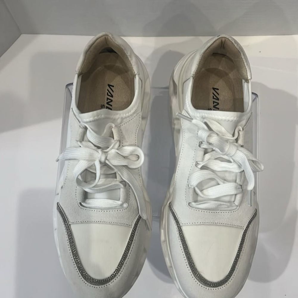 VANELi Sport Womens White Leather Lace Up Sneakers Casual Shoes Size 7